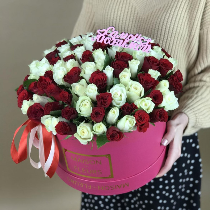 101 радужная роза в коробке 101 радужная роза в коробке